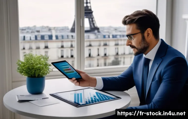 증권투자상담사 고객 유형별 상담 전략 - A professional financial advisor warmly engaging with a cautious investor in a modern Parisian offic...