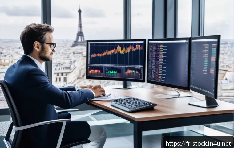 증권투자상담사와 연말정산 대비 상담 - A professional French financial advisor in a modern office setting, analyzing end-of-year investment...