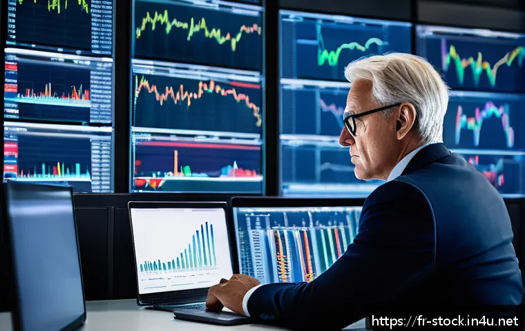 증권투자상담사와 채권 투자 상담 - A sophisticated European financial office scene showing a middle-aged professional investor analyzin...